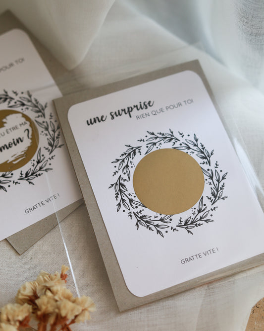 Carte à gratter FLORALE noir & blanc