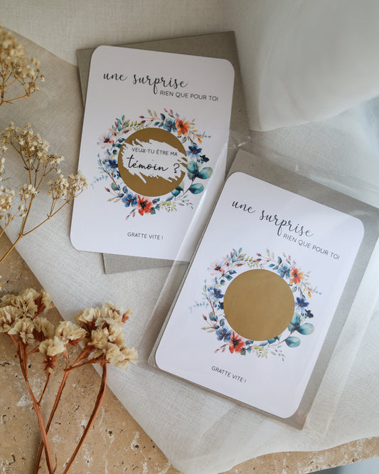 Carte à gratter FLORALE couleurs