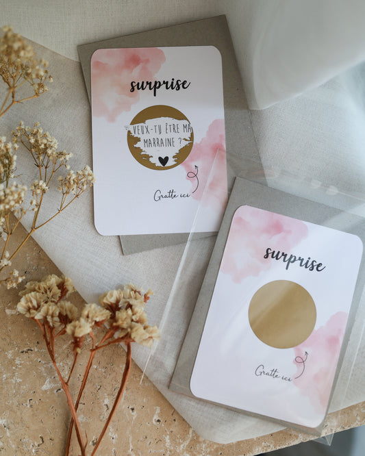 Carte à gratter SURPRISE rose